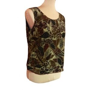 Vtg 90s earthy floral silk blouse